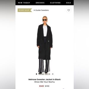 Revolve Show Me Your MuMu Black Sweater Coat